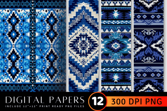 Western Blue Aztec Knitted Di
